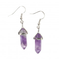 Hanging earrings Points in Natural Amethyst