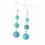 Earrings hanging 3 balls of Turquoise - free Shipping !!!