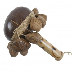 Maracas noix de coco bambou et coquilles de fruits Pangi - Instrument de musique artisanal