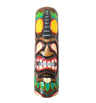 Maschera Tiki h30cm modello in legno di Ananas. Deco wall Tiki Bar.