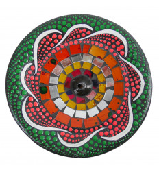 Incense holder - 15cm terracotta and multicolored glass mosaic