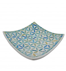Square Mosaic Dish in Terracotta 30x30cm - Turquoise Mosaic - Flowers of Life
