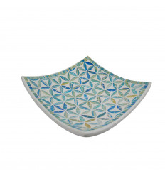 Square Mosaic Dish in Terracotta 30x30cm - Turquoise Mosaic - Flowers of Life