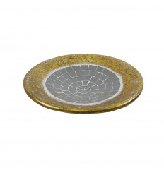 Tazza rotonda in terracotta oro con mosaico in vetro grigio 25cm