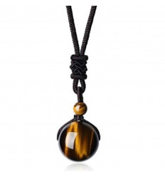 Mixed necklace - Natural Tiger's Eye ball pendant