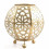 Lampe de chevet marocaine en fer forgé doré et tissu blanc ⌀20cm