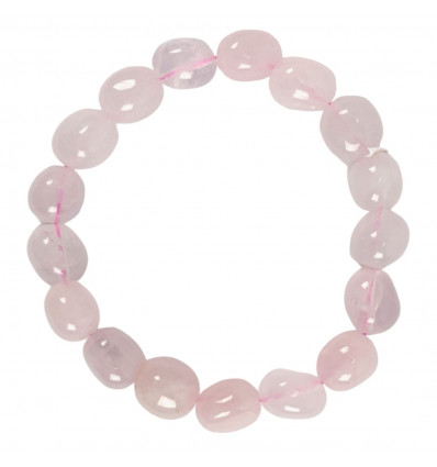 Bracciale per litoterapia al quarzo rosa, pietre burattate da 10 mm grado AAA