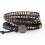 Bracelet Wrap en cuir et Onyx naturel - Ajustable