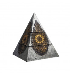 Boîte à bijoux Pyramide 20cm - Décor Floral Or & Argent