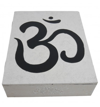 Simbolo scatola di legno 'm (Aum) 30x24cm - Colore Nero -Bianco
