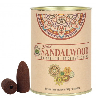 Box of 24 incense cones Backflow Goloka Sandalwood - Natural Indian Incense