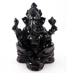 Ganesh black statuette 16cm glossy lacquer finish