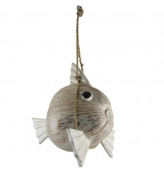 Suspension Fish in Coconut ø30cm - Color white cerusé