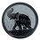 Black and grey round incense holder in soapstone - Elephant symbol
