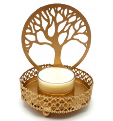Wall reflector candlestick in gilded metal - Tree of life