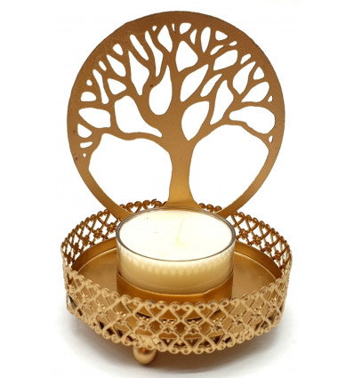 Wall reflector candlestick in gilded metal - Tree of life