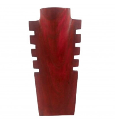 30cm notched collar display in red wood