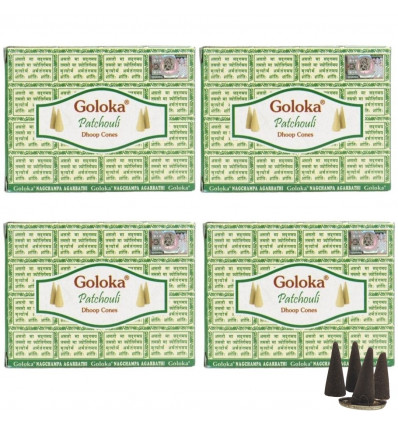 Encens Indien Goloka Patchouli - lot de 4 boîtes de 10 cônes