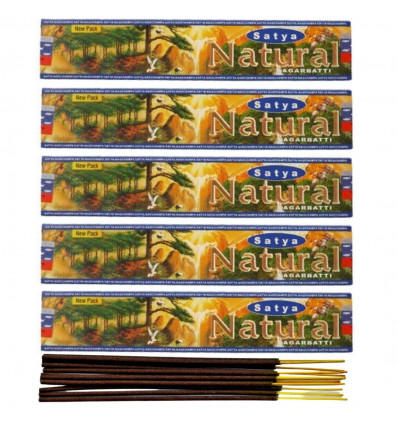 Incense Indian natural Satya - Natural. Lot of 5 boxes of 15g, 60 sticks