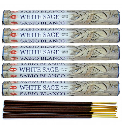Incense, Sage, White. Lot of 100 sticks brand HEM