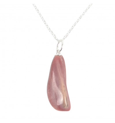 Collier Opale rose de Andes Extra, pendentif pierres roulées + chaine