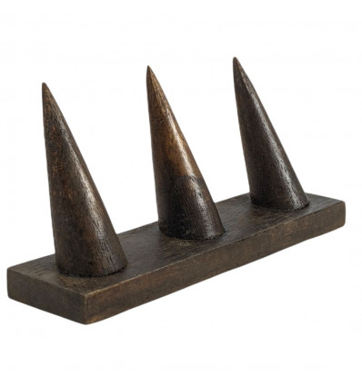 Ring holder in solid wood tinted brown / Ring display (3 cones)