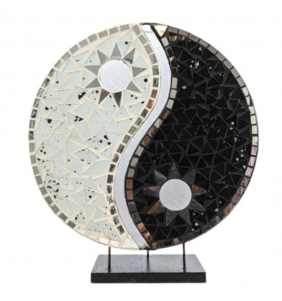 Lampada Feng Shui con motivo Yin Yang 35cm in Mosaico di Vetro. Da equipaggiare