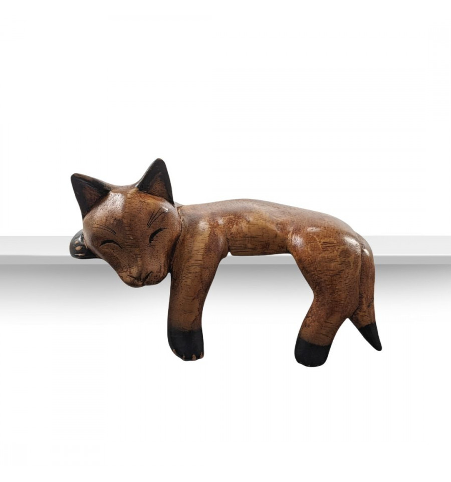 N°17 Petit chat sculpté en bois de Suar 