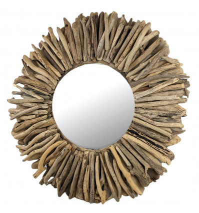 Grand miroir ethnique en bois flotté rond ou rectangle