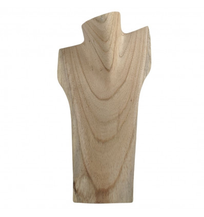 Destocking! Bust display with necklaces in raw solid wood 30cm
