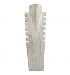 Destocking! Bust display with notched necklaces in solid wood white cerusé 50cm