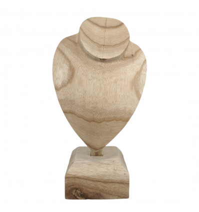 Downgraded - Bust display with collars on foot in raw solid wood 30cm