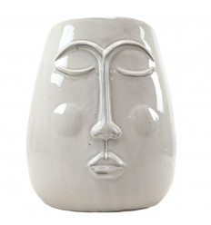 Vaso o Vaso Cover Testa di Buddha in Ceramica Artigianale 25cm