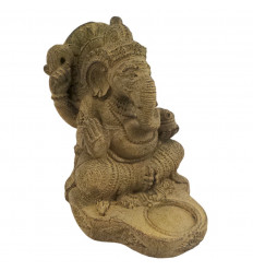 Statua Portacandele Ganesh in Pietra Artigianato India Asia, Arte indù