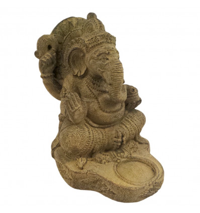 Statue Candle holder Ganesh in Stone Handicrafts India Asia, Hindu Art