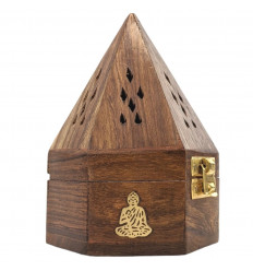 Wooden incense burner for Buddha pattern cones - Pyramid shape incense holder