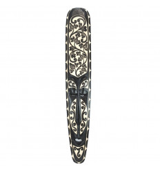 Large African Mask 100cm in Carved Black Wood - Flower Pattern