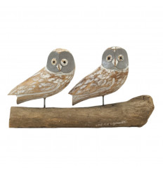 Statuette Couple of Owls on Branch, Symbol Eternal Fidelity