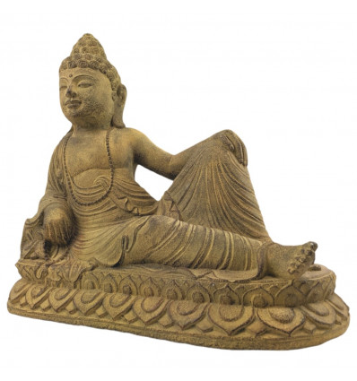 Statua di Buddha sdraiata in pietra 40cm Interno Esterno Import Asia