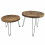 Set 2 Coffee Tables Trundles "Tavan" ø 45 & 50cm - Wood Trays and Metal Legs