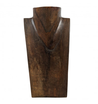 Downgraded - Bust display with necklaces in solid wood brown 25cm