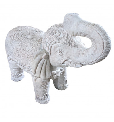 Elephant Garden Statue in White Stone 50cm Outdoor Decoration