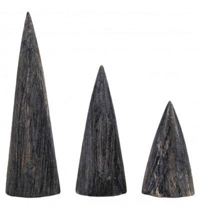 Set of 3 wooden ring display cones - "vintage black" finish
