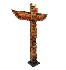 Indian Totem XL 150cm in Carved Wood decoration Eagle and Characters