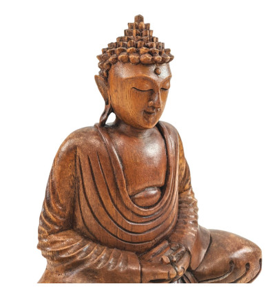 Porte-bonheur en bois Bouddha assis