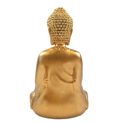 Statuetta Buddha Zen in postura Abhaya Mudra dorata 20cm in resina