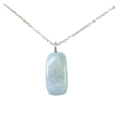 Lithotherapy necklace with pendant in natural aquamarine