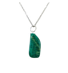Necklace Amazonite from Russia AAA - pendant rolled stone + silver chain