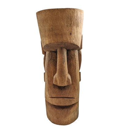 Statua / Portapiante Moai dell'albero di cocco dell'Isola di Pasqua 50cm