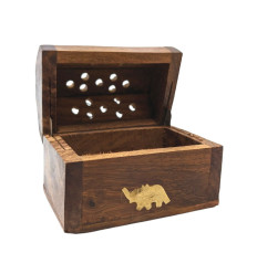 Porta incenso per coni - piccola scatola di incenso in legno con cassetto modello elefante